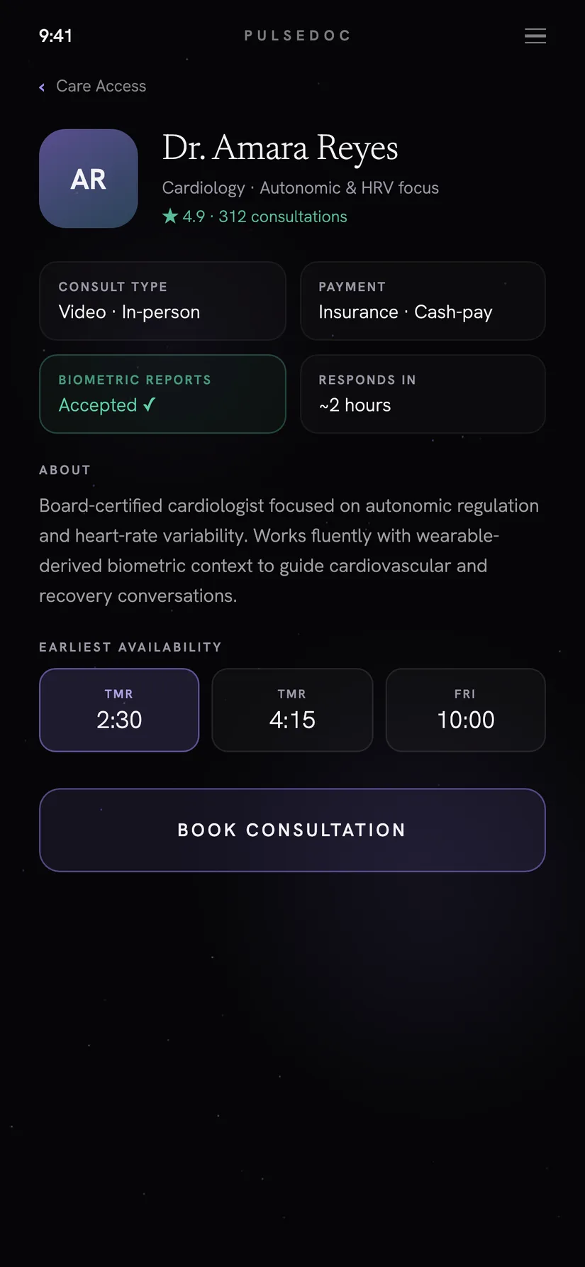PulseDoc — Clinicians who read biometric data